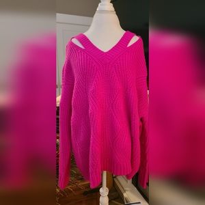 Fushia V-neck Sweater